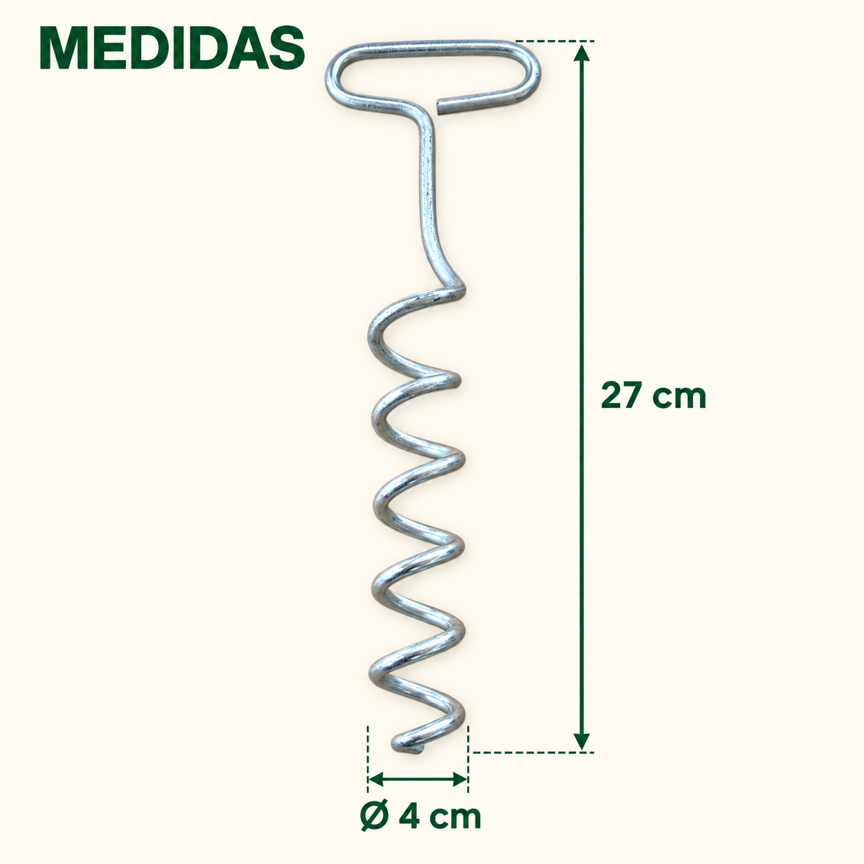 Medidas del aireador para compost Kompost: 27 cm de longitud total