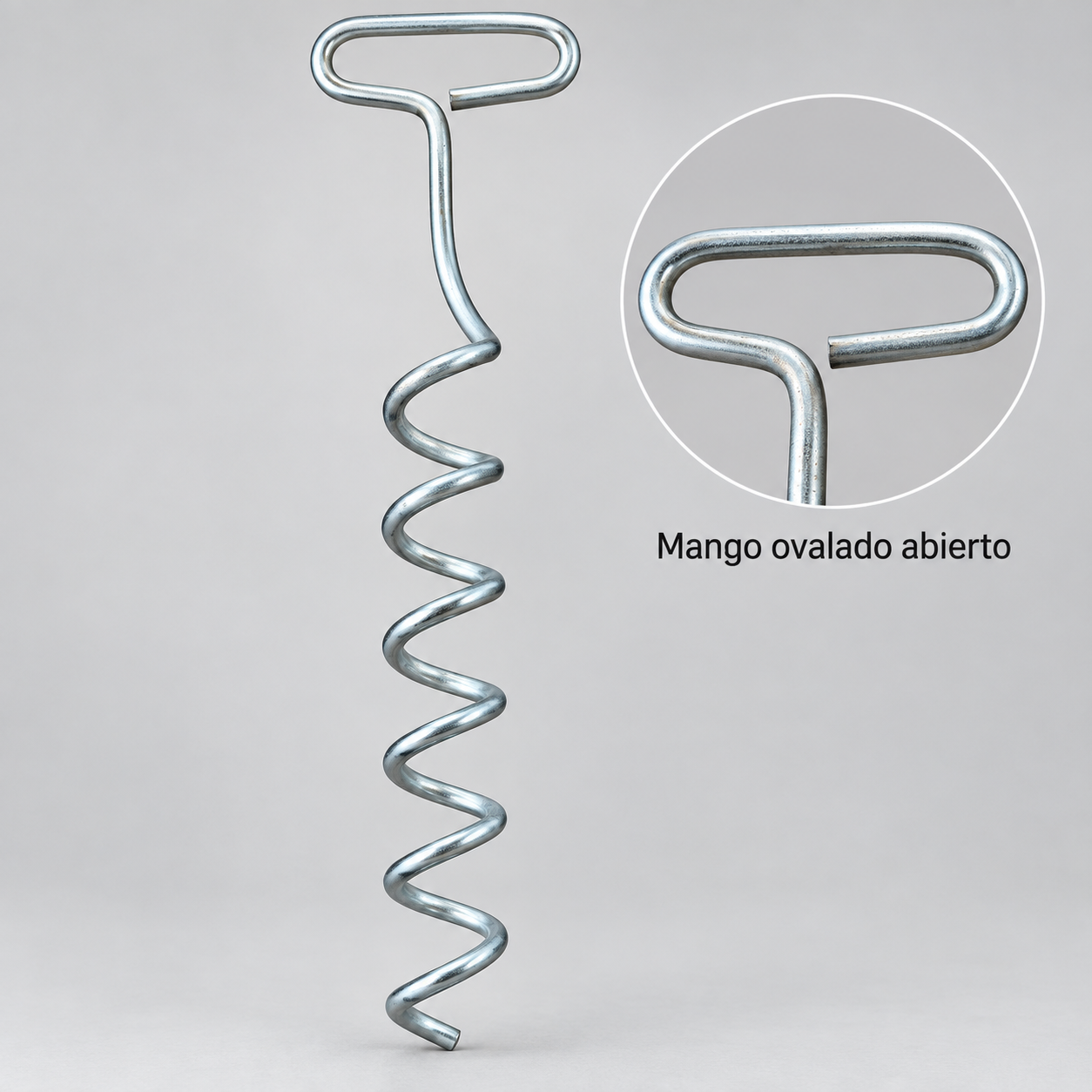 Detalle del mango ovalado del aireador para compost Kompost
