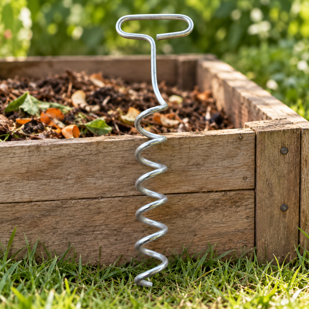 Aireador para compost Kompost de 27 cm usado en el jardín