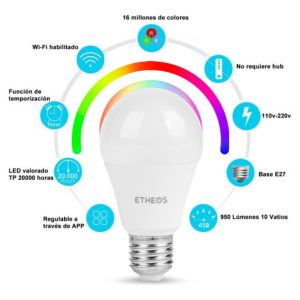 Lámpara LED Smart 9 W RGB Wi-Fi (Etheos)